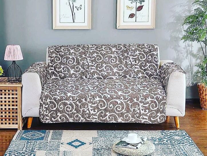 Printed Quilted Sofa Cover - Sofa Coat/Sofa Runner